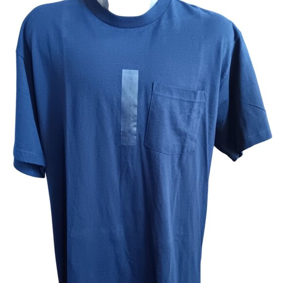Vintage Pocket T-Shirt Large NorthCrest Mens Navy Cotton Y2K NEW NWT - Picture 1 of 4